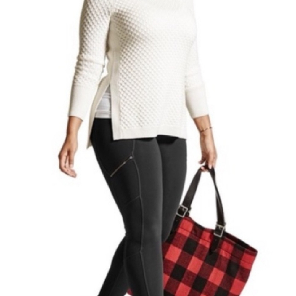 Athleta honeycomb cream side split sweater